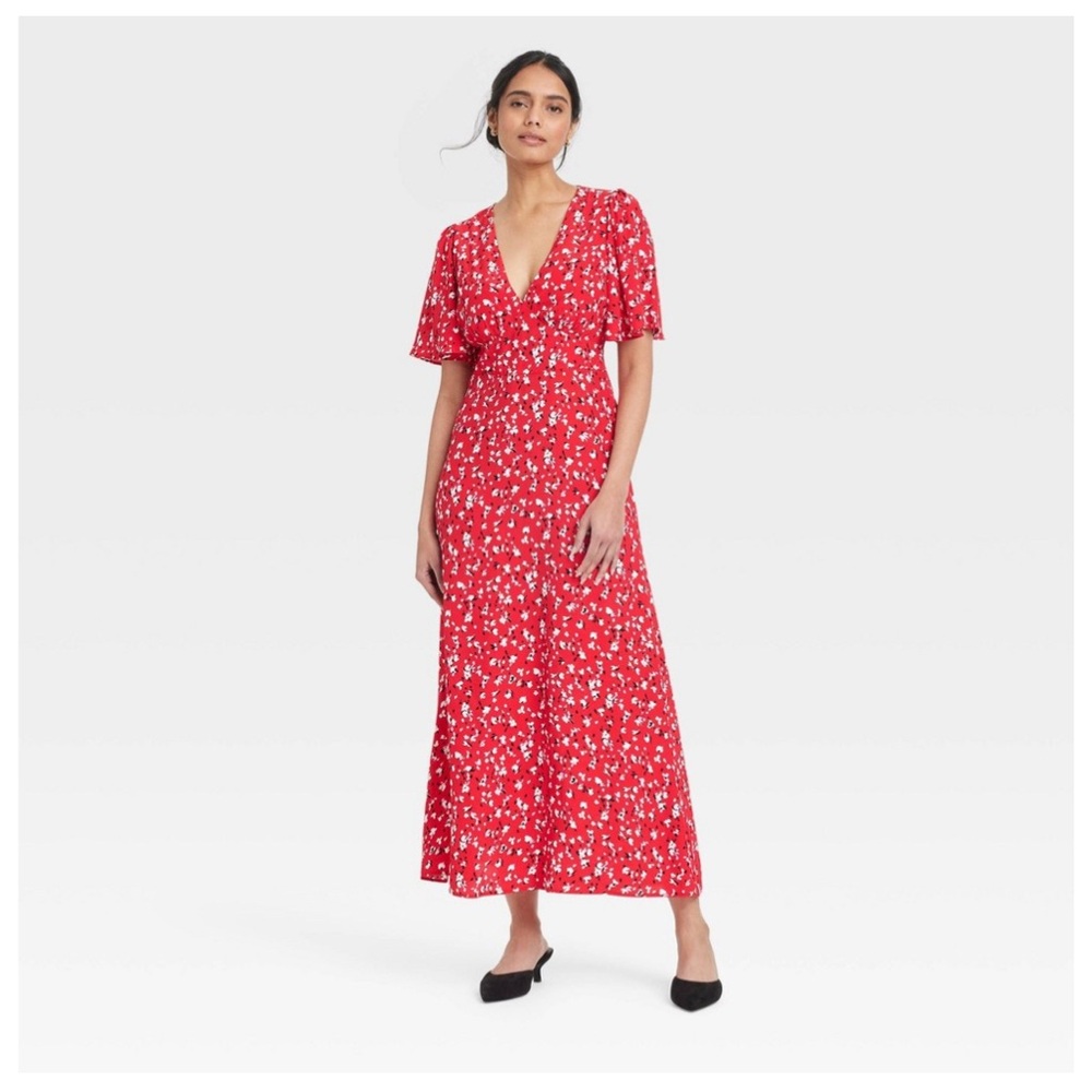 a new day Floral Red and White Maxi Dress - Picture 1 of 3